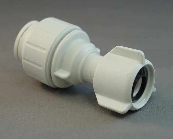 John Guest Push-to-Connect, Threaded Female Swivel Connector, 1/2 in Tube Size, Plastic, White PEISTC2034