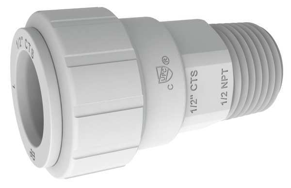 John Guest Push-to-Connect, Threaded Male Connector, 3/4 in Tube Size, Plastic, White PSEI012826