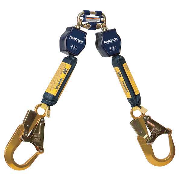 3M Dbi-Sala Nano-Lok Twin Leg Self Retracting Lifeline, With Quick Connector Anchorage, 6 ft Web 3101277