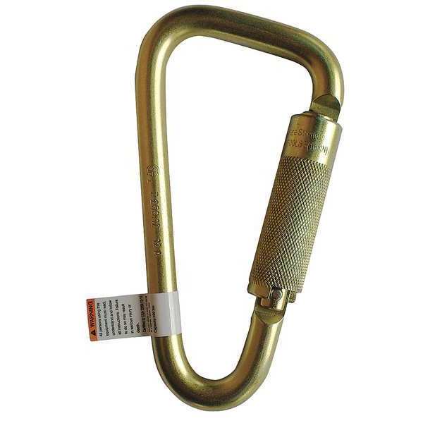 Condor Carabiner, Auto-Lock, 6 3/4 in Length, Zinc-Plated Alloy Steel, Yellow 16V857