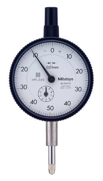 Mitutoyo Dial Indicator, 0 to 10mm, 0-50-0 2047A
