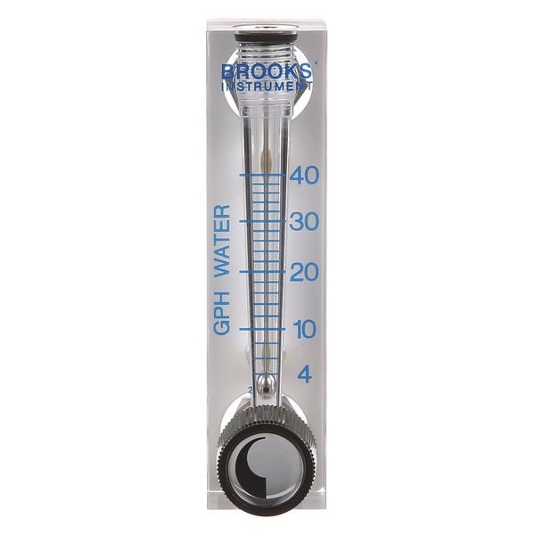 Brooks Flowmeter, Water, 4 to 40 GPH, Viton Seal 2510A2L22SVVT
