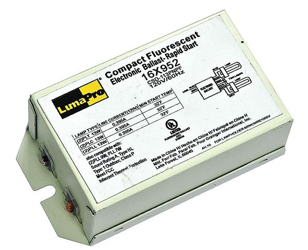 Lumapro CFL Ballast, Electronic, 13W, 120V 16X952