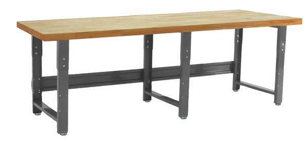 Benchpro Bolted Workbenches, Butcher Block, 96" W, 30" to 36" Height, 1600 lb., Straight RW3096