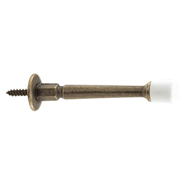 Primeline Tools Rigid Door Stop, 3 in., Diecast, Antique Brass, Rubber Tip, Baseboard (10 Pack) MP9021