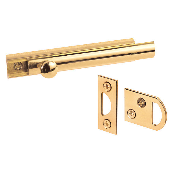 Primeline Tools Surface Bolt, 4 in., Solid Brass Construction, Polished Brass Finish (Single Pack) MP9205