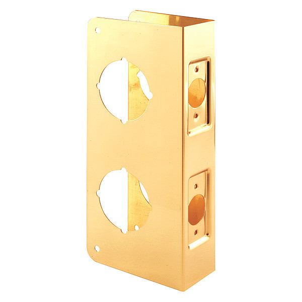 Defender Security Brass Lock and Door Reinforcement Plate for 1-3/4 In. Thick Doors, Brass Finish (Single Pack) U 9546