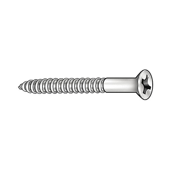 Zoro Select Wood Screw, #9, 3 in, Zinc Plated Steel Flat Head Phillips Drive, 100 PK WPFI0-903000-100P