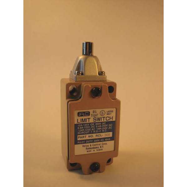 Relay And Control Limit Switch, Plunger, Push Rod, 1NC/1NO, 10A @125V AC, Actuator Location: Top RCL-308