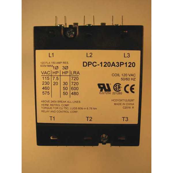Relay And Control 120VAC Definite Purpose Contactor 3P 120A DPC-120A3P120