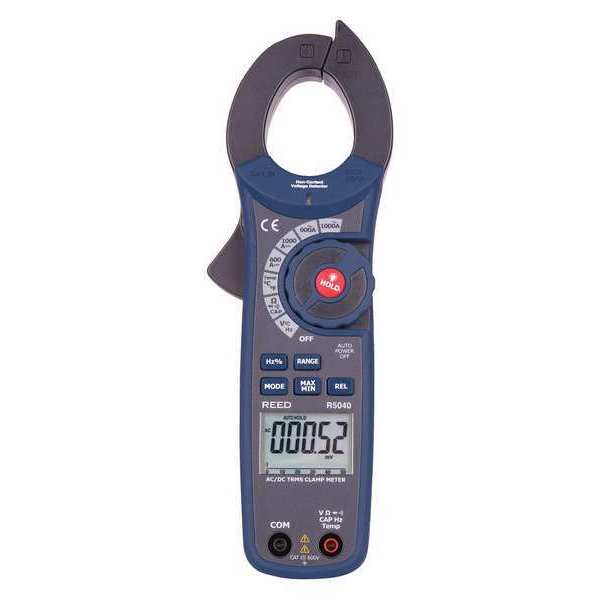 Reed Instruments True RMS AC/DC Clamp Meter with Temperature and Non-Contact Voltage Detector, 1000A R5040