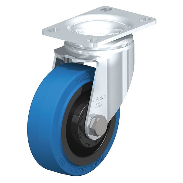 Blickle Swivel Plate Caster, Solid Rbr, 5", 400 lb. L-POEV 126KA-12-SB