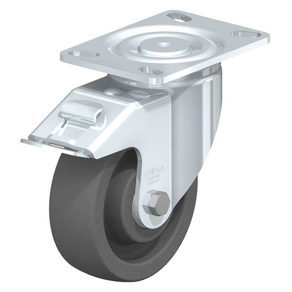 Blickle Swivel Plate Caster, Gray Nylon, 6", Brake, Number of Wheels: 1 LH-SPOG 150K-16-FI