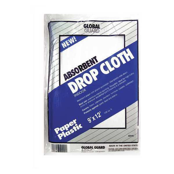 Premier Drop Cloth, Paper, Plastic, 9x12 ft., PK12 50440