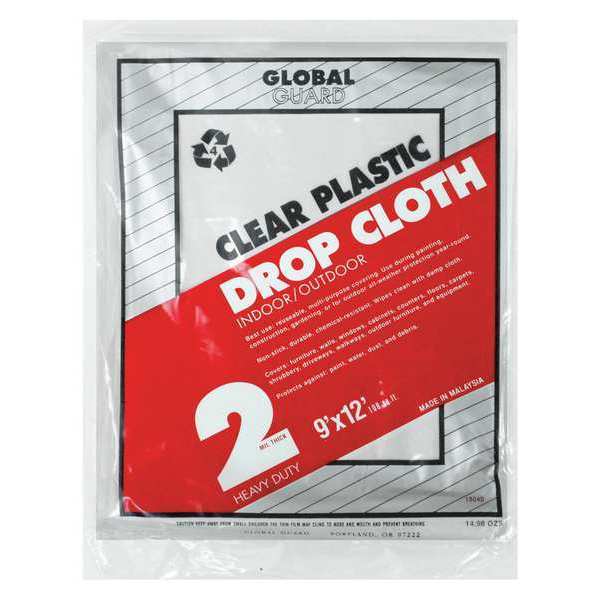 Premier Drop Cloth, Clear, Plastic, 9x12 ft., PK24 18040
