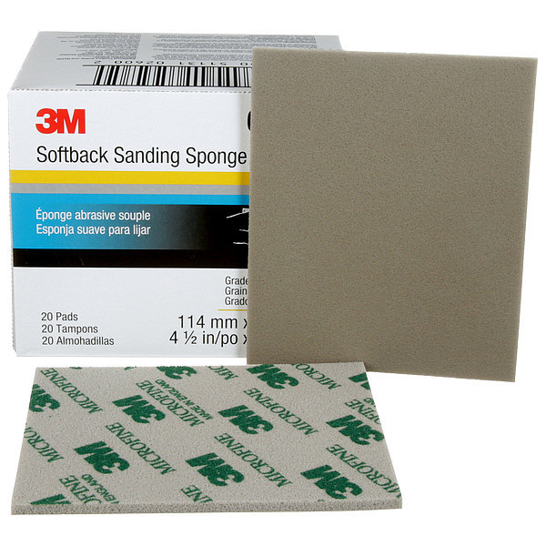 3M Sanding Sponge, 5-1/2"x4, Microfine, PK120 60980022143