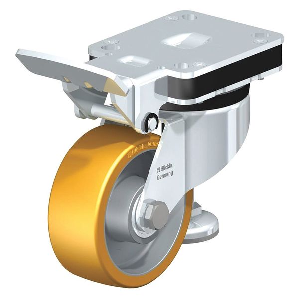 Blickle Swivel Plate Caster, PU, 4", Truck Lock HRLK-ALTH 100K