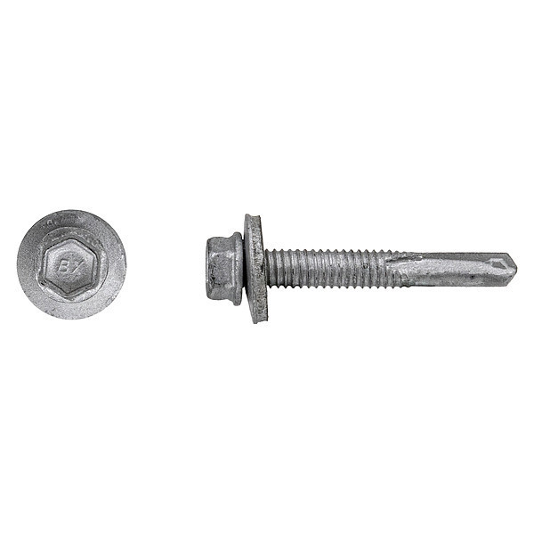 Itw Self Drill Screw, #12 x 1 1/4 in, Climaseal Coat Steel Flange Hex Head External Hex Drive, 250 PK 1670000