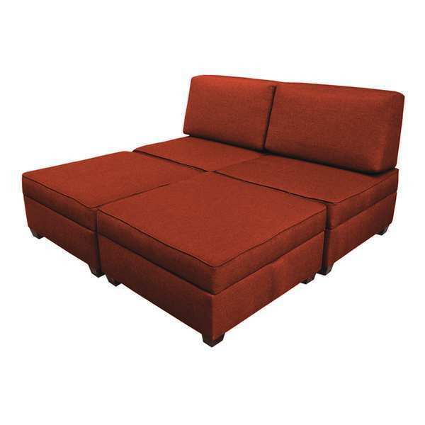 Duobed King Sleeper Sofa with Storage, Brick Red MFKB-TC