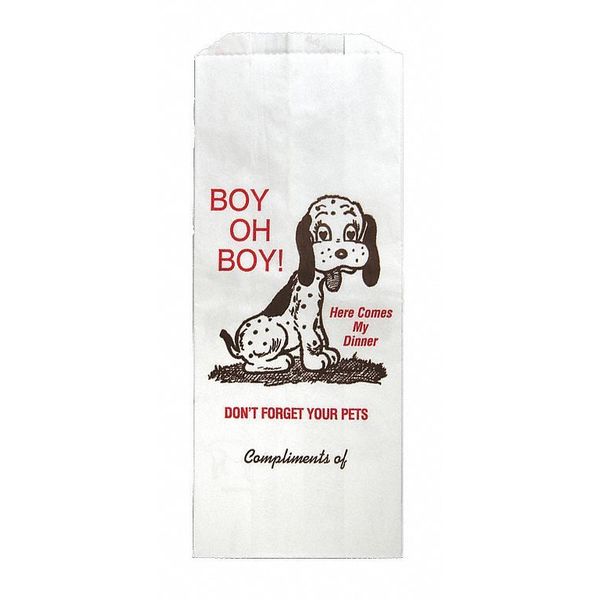 Crownhill White Printed Doggie Bags Traditional Design, 5 x 2 3/4 x 12", PK 500 E-7072