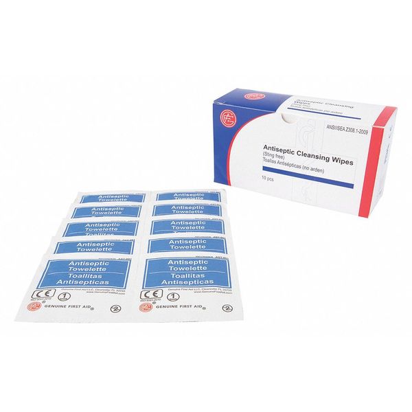 Genuine First Aid Antiseptic Wipes, PK10 9999-0905