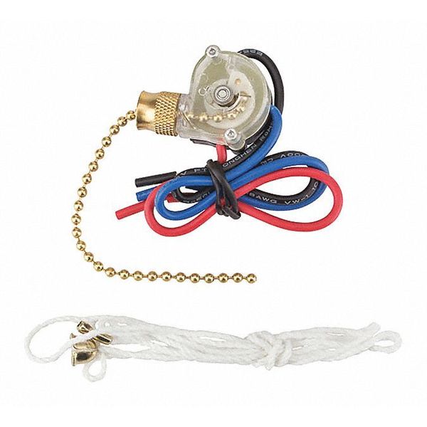 Nsi Industries Pull Chain Sp3T With Brass Actuator 75110CW