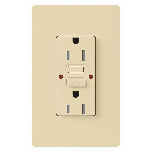 Lutron Receptacles, GFCI, Tamper-Resistant, Ivory CAR-15-GFST-IV