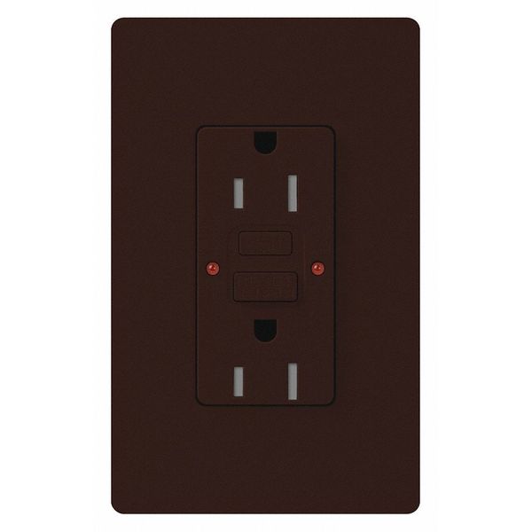 Lutron Receptacles, GFCI, Tamper-Resistant, Brown CAR-15-GFST-BR