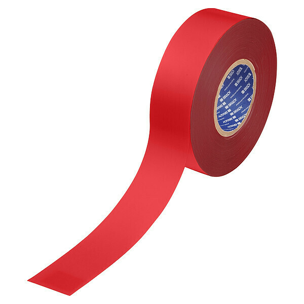 Brady Floor Marking Tape, Red, 2"W, 100ft 177020
