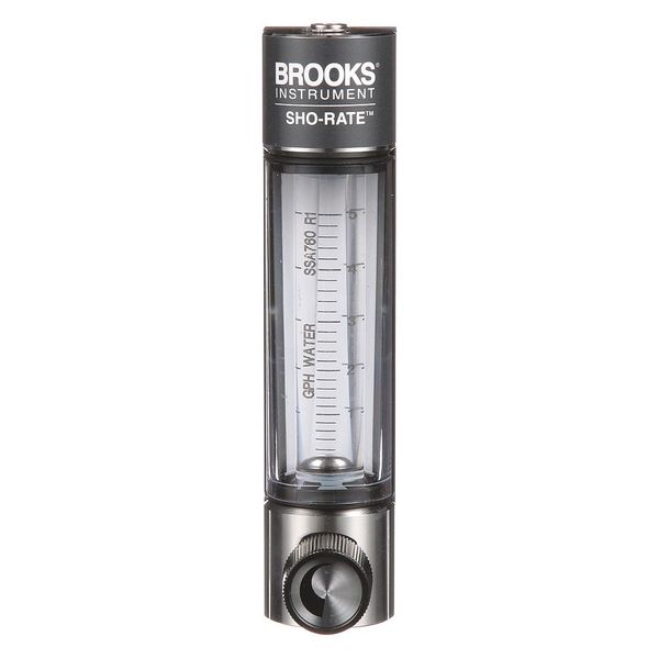 Brooks Flowmeter, Water, .2 to 5 GPH, Glass 1250AD6073WGSVV