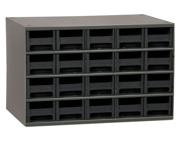 Akro-Mils Drawer Bin Cabinet with Steel, Polystyrene, 17 in W x 11 in H x 11 in D 19320BLK