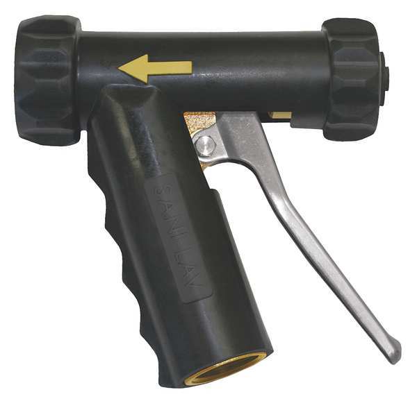 Sani-Lav Pistol Grip Water Nozzle, 3/4" Female, 150 psi, 7 gpm, Black N1B