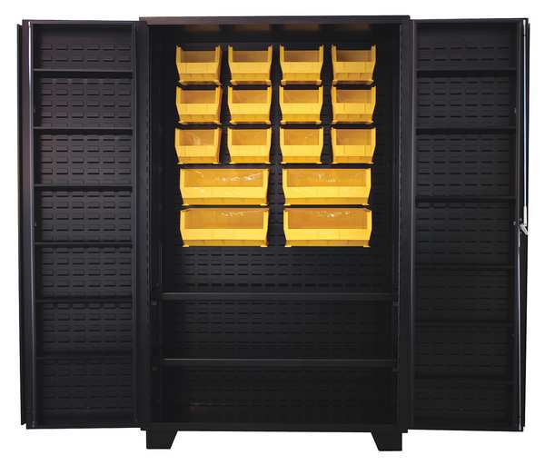 Jamco Extra-Heavy Duty Bin Cabinet, 48 in W, 78 in H, 24" D, 16 Bins DW248BL