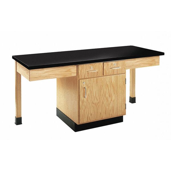 Diversified Spaces Rectangle Cupboard Table, 4 Station, Locking, 66" W X 70" L X 30" H, HPL, Black 2401K
