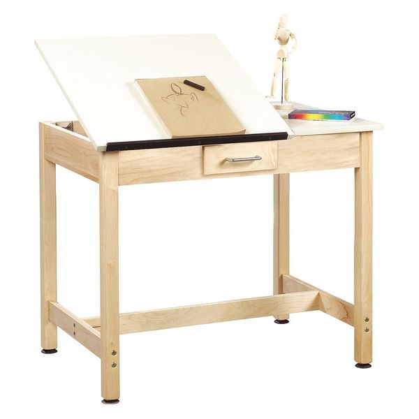 Diversified Spaces Rectangle Art/Drafting Table, 36" X 30", Almond DT-2SA30