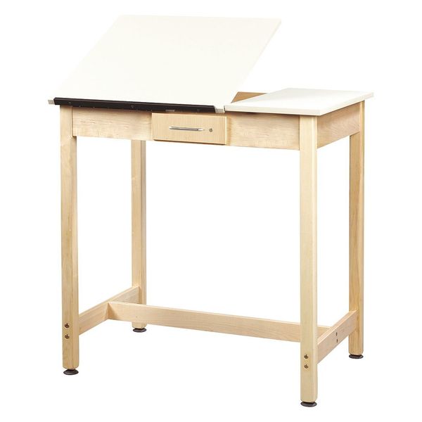 Diversified Spaces Rectangle Drafting Table, 14"x19-3/4"x2", Cntr Drwr, 36" X 36", Almond DT-3SA37