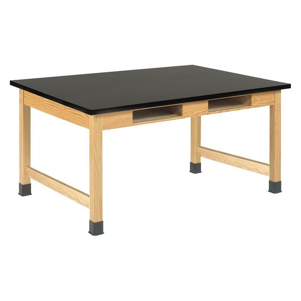 Diversified Spaces Rectangle Compartment Table , 60" W 30" H, Gray Tabletop Wood C7902BK30L