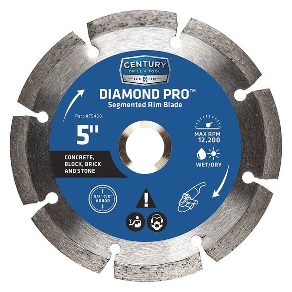 Century Drill & Tool Diamond Rim Blade, Segmented, 5" 75468