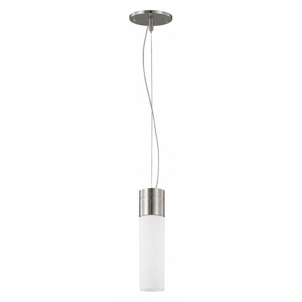 Nuvo Link 1-Light LED Tube Pendant with White Glass Brushed Nickel Finish 62/2932