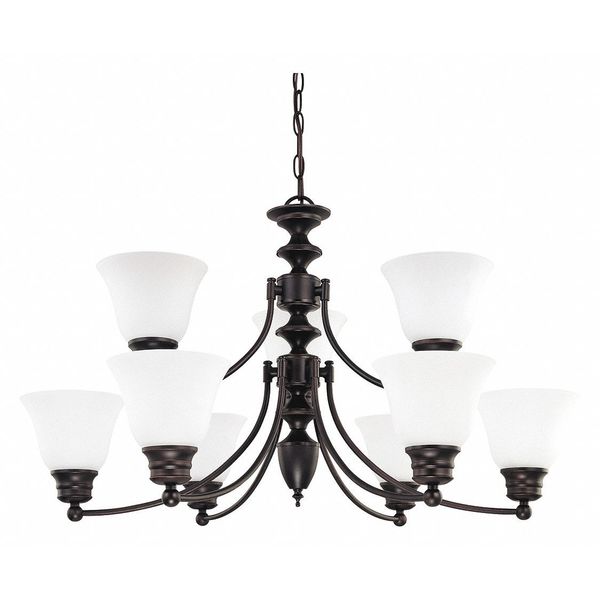 Nuvo Empire 9-Light 32 in. Chandelier with Frosted White Glass 60-3171