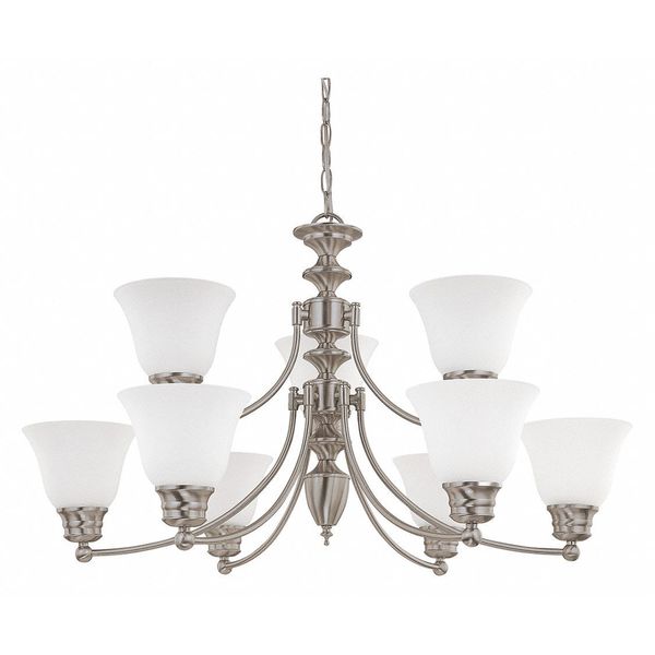 Nuvo Empire 9-Light 32 in. Chandelier with Frosted White Glass 60-3256