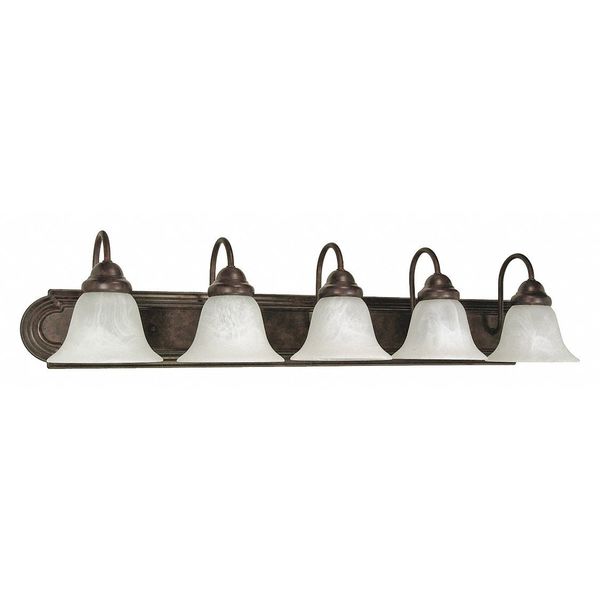 Nuvo Ballerina 5 Light 36 in. Vanity Alabaster Glass Bell Shades, Housing Finish: Old Bronze 60-327