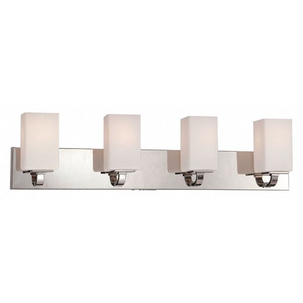 Nuvo Vista 4 Light Vanity Fixture Etched Opal Glass Polished Nick 60-5184