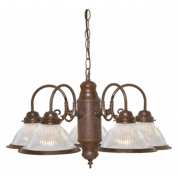 Nuvo 5 Light 22 in. Chandelier With Clear Ribbed Shades Old Bronz SF76-445