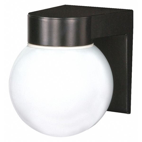 Nuvo 1-Light - 8in. - Utility Wall Mount - With White Glass Globe - Black Finish SF77-140