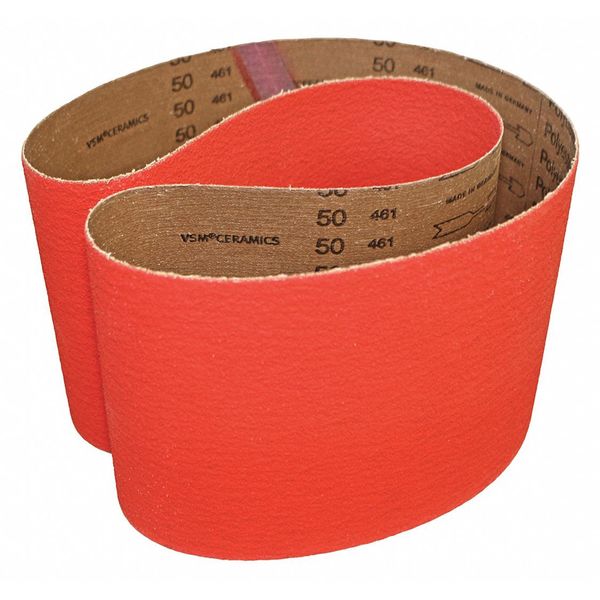 Vsm Abrasive Belt, 120 Grt, Ceramic, 3x24", PK10, Coated, 3" W, 24" L, 120 Grit, Fine, Ceramic, XK870X, Red 290866