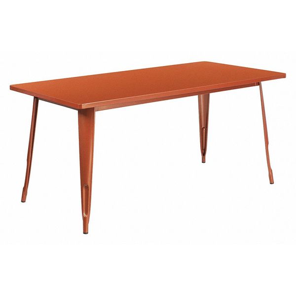 Flash Furniture Rectangle Copper Metal Table, 31-1/2"X63", 31.5" W X 63" L X 29.5" H, Metal, Orange ET-CT005-POC-GG