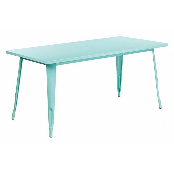 Flash Furniture Rectangle Mint Green Metal Table, 31-1/2"X63", 31.5" W X 63" L X 29.5" H, Metal, Green ET-CT005-MINT-GG