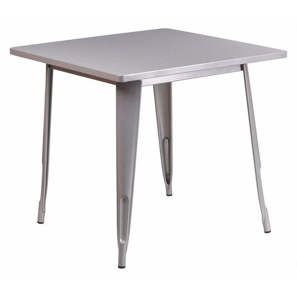 Flash Furniture Square 31.5" W, 31.5" L, 29.5" H, Metal Top, Grey ET-CT002-1-SIL-GG