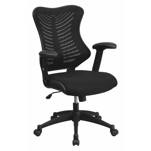 Flash Furniture Contemporary Chair, Mesh, 17-1/2" to 21-3/4" Height, Adjustable Arms, Black Mesh BL-ZP-806-BK-GG